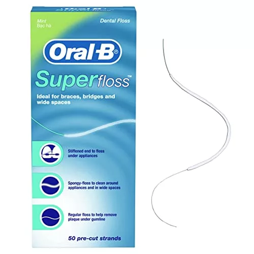 Oral-B Mint Pre-Cut Strands Super Floss, 50 Count