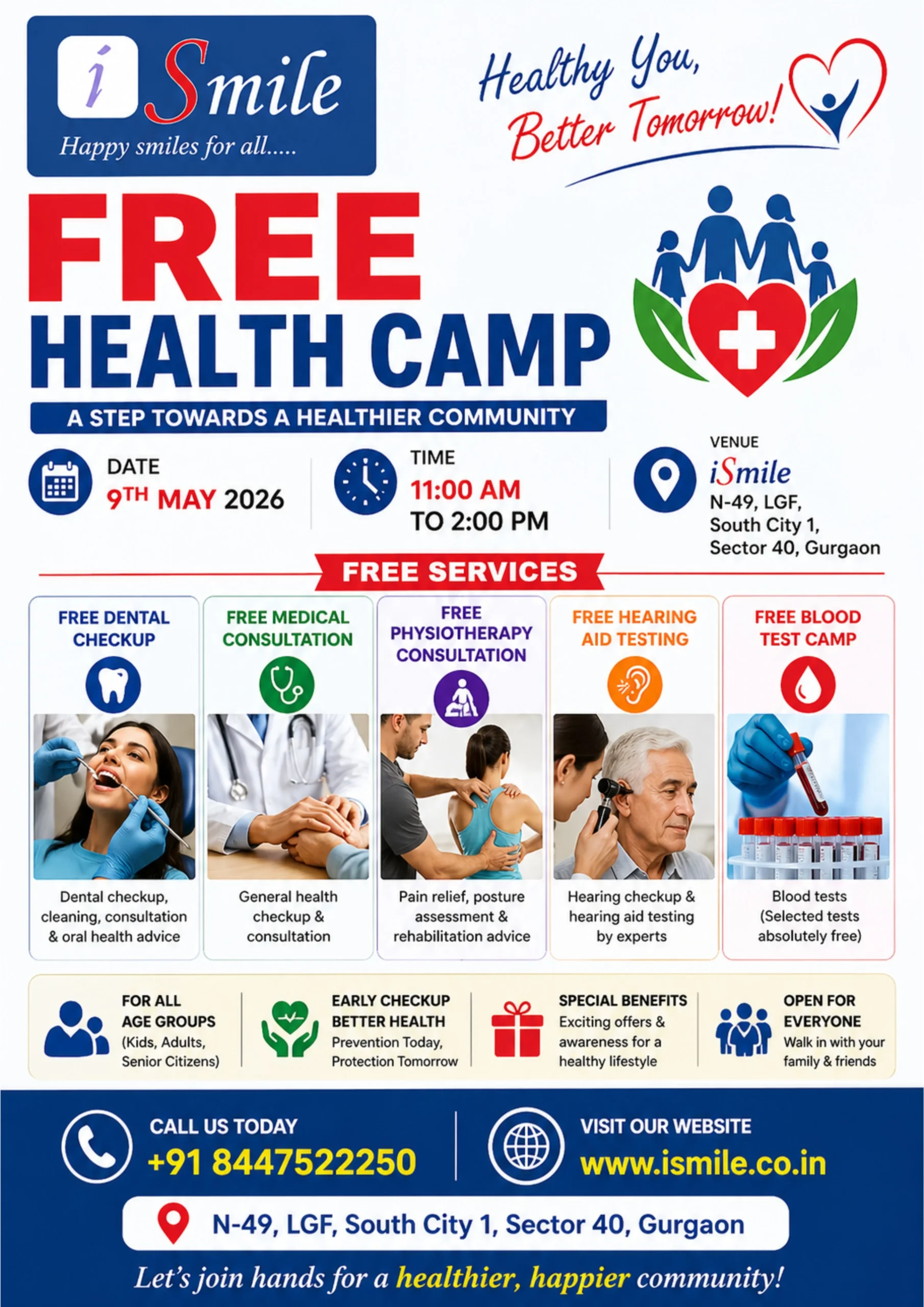 Free Health Camp on 9th May in Sector 40, Gurgaon